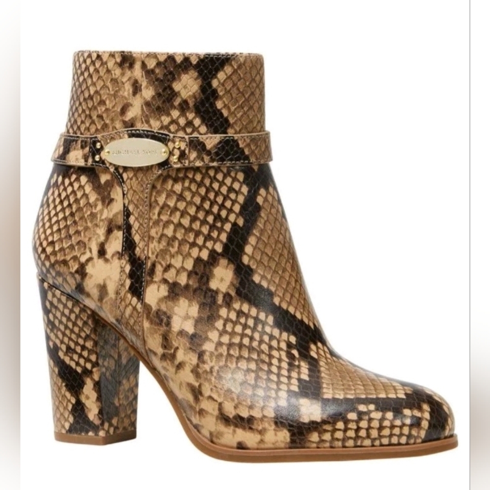 Michael Michael Kors Finley Snakeskin-Print Ankle Booties Shoe's Sz: 10 NWOT